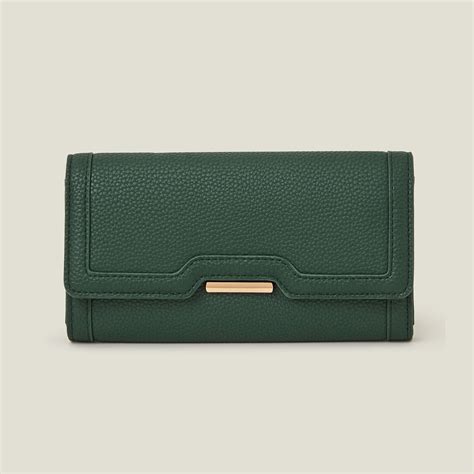 Accessorize London Women's Green Metal Detail Faux Leather Purse