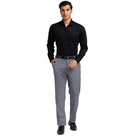 Men Grey Contemporary Fit Structure Polyester Blend Trouser – MyRaymond