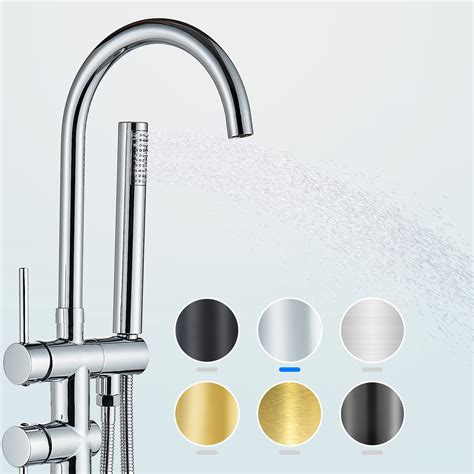 YAGATAP Freestanding Bathtub Faucet Floor Mount Tub Filler Chrome High ...