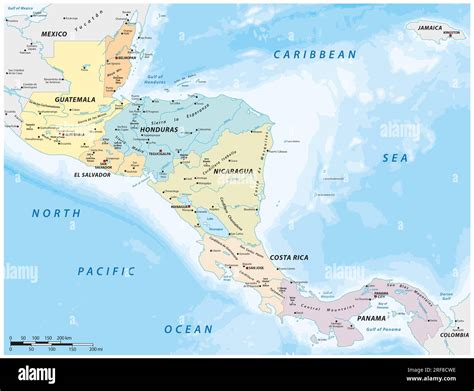 The 7 Countries Of Central America - Large map of central americas