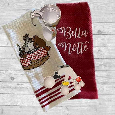 Red and White Kitchen Hand Towels, Lady and Tramp, Bella Notte ...