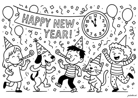 New Years Eve Coloring Sheets Printable | Rossy Printable