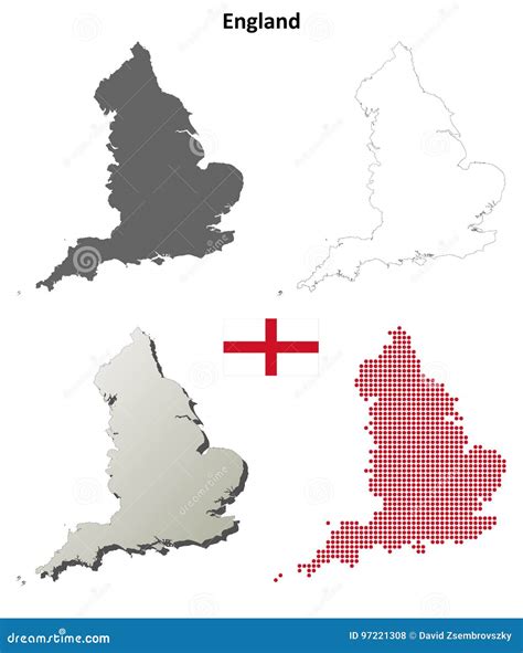 England outline map set stock vector. Illustration of territory - 97221308