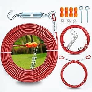 100 ft Aerial Dog Tie Out Trolley System - Strong Dog Run Cable Dog ...