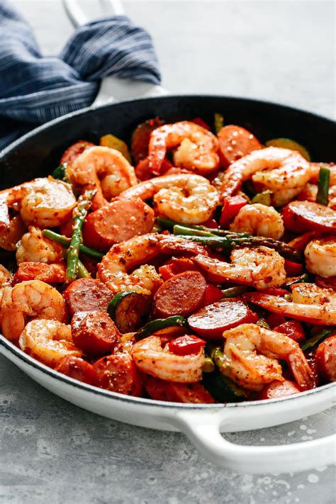 Shrimp and Sausage Vegetable Skillet (Great for Meal-Prep)