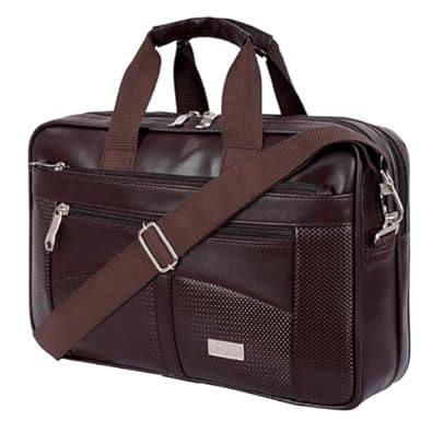 Raylan Unisex PU Leather Laptop Bag with Zip Pockets,15.6 Inch Laptop ...