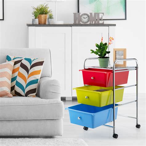 Buy 3-Drawer Cart Storage Bin Organizer Rolling w/Plastic Drawers ...