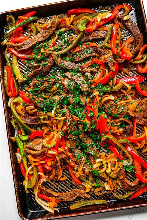 Sheet Pan Fajitas (Steak Or Chicken) - Wholesome Yum