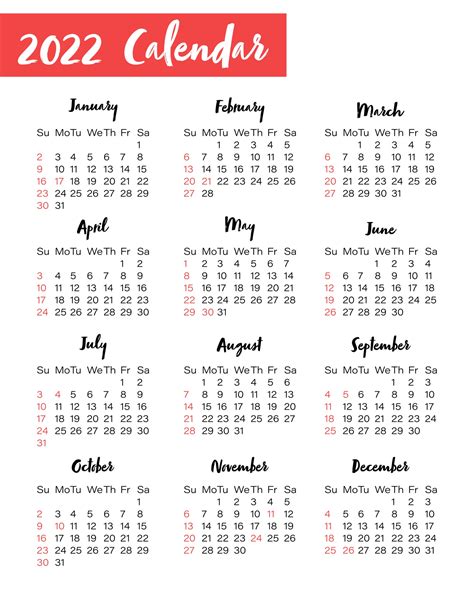2022 Year Calendar Isolated On White Background Eps10 Download A Free ...