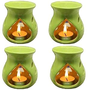 Kc Kullicraft Green Ceramic Aroma Diffuser Oil Burner Clay Lamp Wax ...