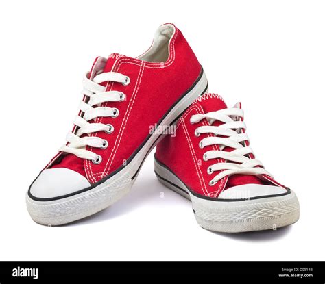 vintage red shoes on white background Stock Photo - Alamy