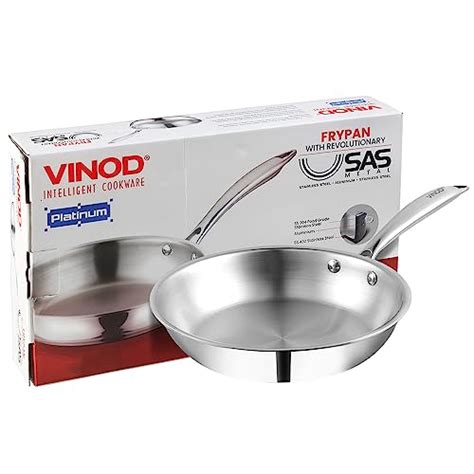 Vinod Platinum Triply Stainless Steel Frypan 20 cm Diameter with Rivet ...
