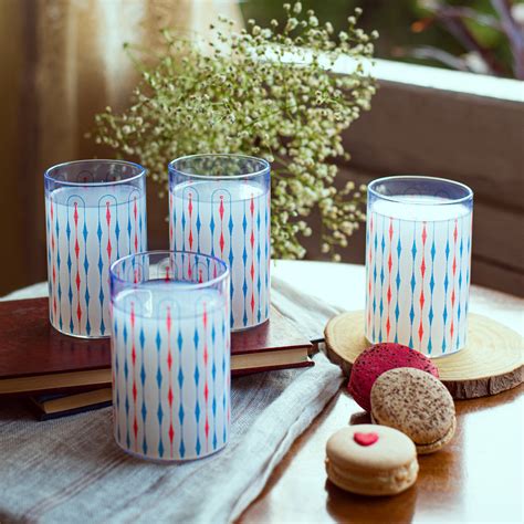Ikhat Print Glass Tumblers - Set of 4 and 6 – Strokes by Namrata Mehta