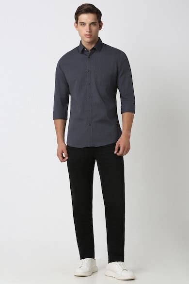 Buy Men Grey Slim Fit Print Full Sleeves Casual Shirt Online - 39632158 ...