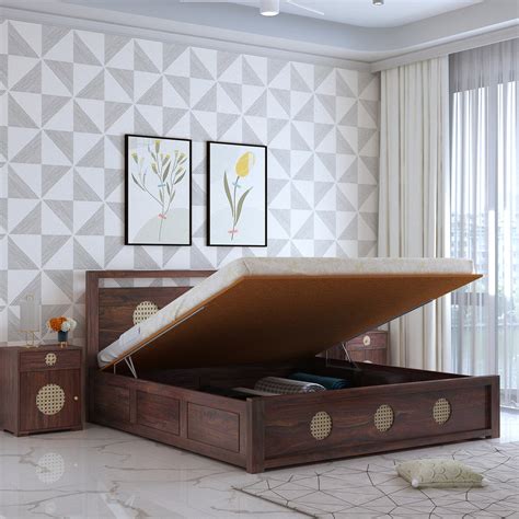 Cosmos Solid Sheesham Wood Hydraulic Storage Bed - 3 years Warranty ...