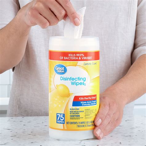 Buy Great Value Lemon Scent Disinfecting Wipes, 75 Count, 1 Lbs, 5.5 ...