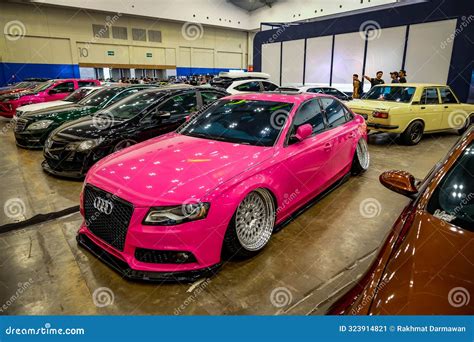 Modified pink Audi A4 B8 editorial photo. Image of third - 323914821