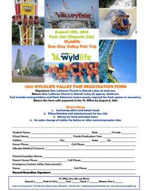 Fillable Online Valley Fair Registration Form 2014 - Lakes Area Young ...