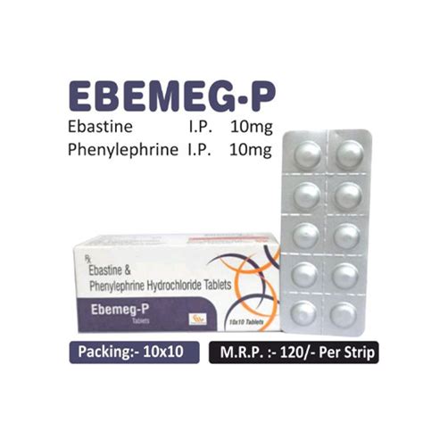 Ebastine 10mg + Phenylephrine 10mg Tablets Medblend Pharmaceutical Pri