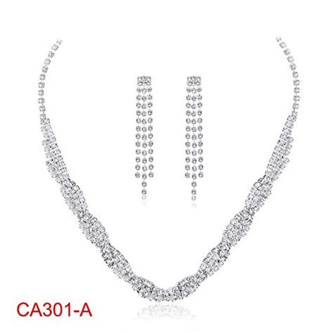 Yoolo Bridal Necklace Earrings Set Metal Necklace Earrings Jewelry Set ...