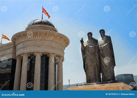 Statue of Cyril and Methodius beside the Macedonian Archeological ...