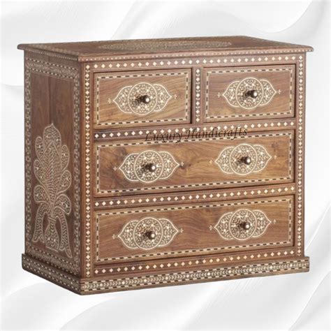 Teakwood Bone Inlaid Chest of 4 Drawers – Luxury Handicrafts