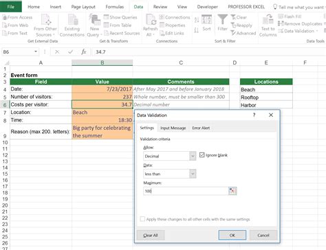 Data Validation in Excel 的图像结果