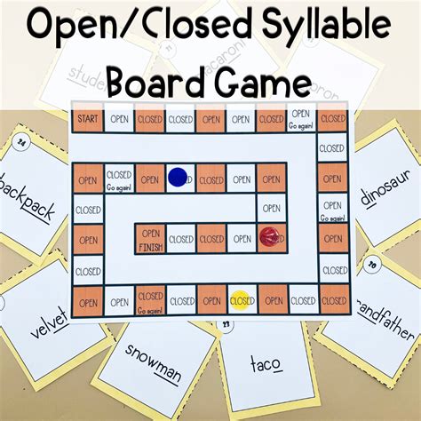 Open and Closed Syllables Board Game - Campbell Creates Readers