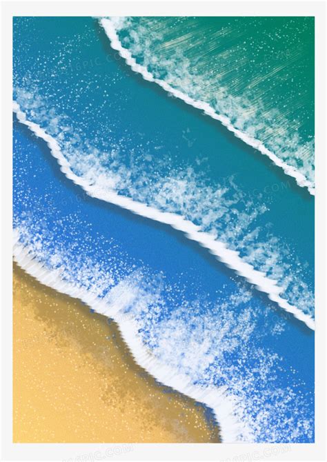 矢量手绘蓝色海浪图片素材免费下载 - 觅知网