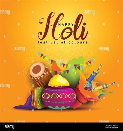 Happy Holi, poster, banner, template. Stylish text with holi elements ...
