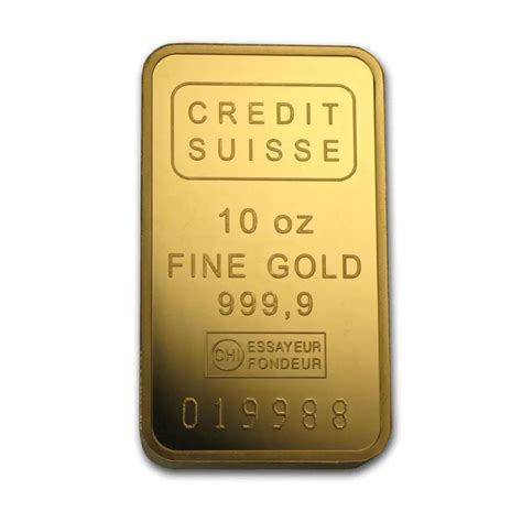 10 oz Gold Bar Credit Suisse – .9999 Fine with Assay