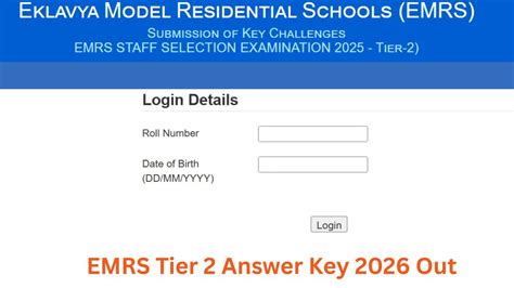 EMRS Tier 2 Answer Key 2026 out at nests.tribal.gov.in; Check Link to ...