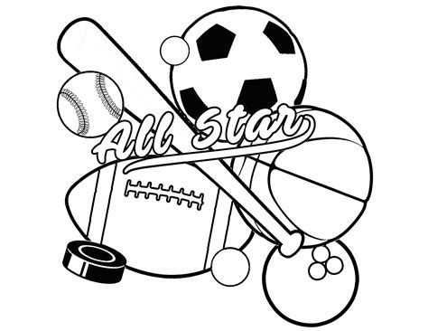 All Star Sports Balls Coloring Page For Kids - Coloring Nation