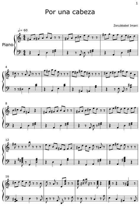Por una cabeza - Sheet music for Piano