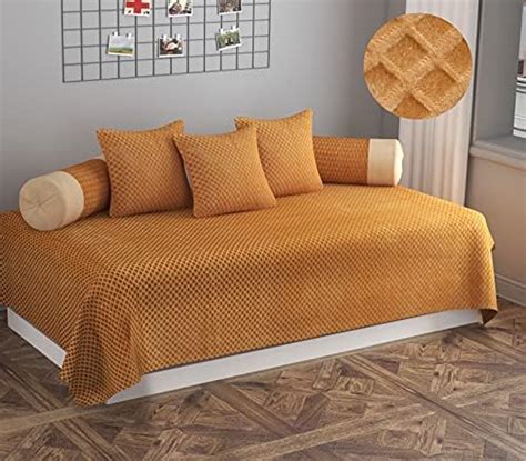 Zesture Bring Home Premium Embossed Velvet Pixel Design 6 Piece Diwan ...