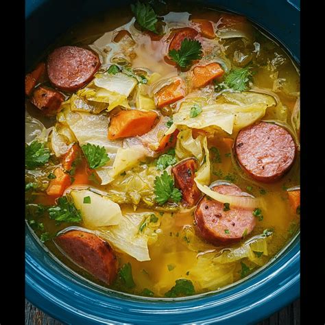 Cozy Polish Sausage and Cabbage Soup Crock Pot