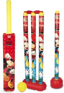 DISNEY Mickey & Friends Senior Bat, 4 Stumps and Ball Cricket Kit Price ...
