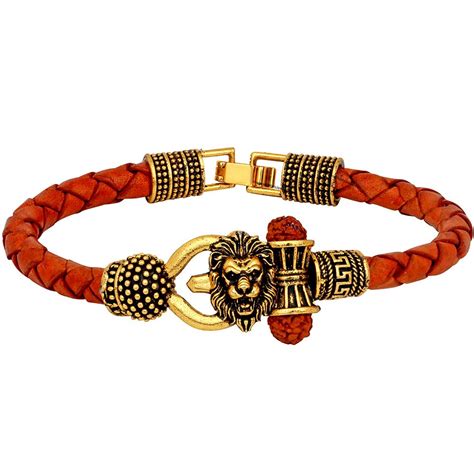 Mahi Lord Shiv Trishul Damru Narasimha Rudraksh Leather Bracelet Kada ...