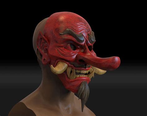 🗡️ Máscara japonesa Tengu Smile Mask Oni Demon Mask Samurai Mask 3D ...