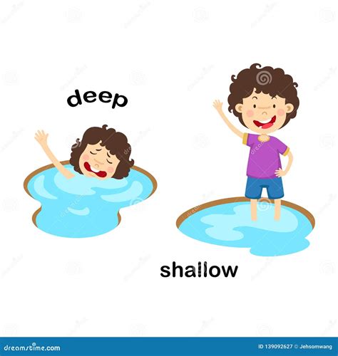 Opposite Words Deep and Shallow Stock Vector - Illustration of happy ...
