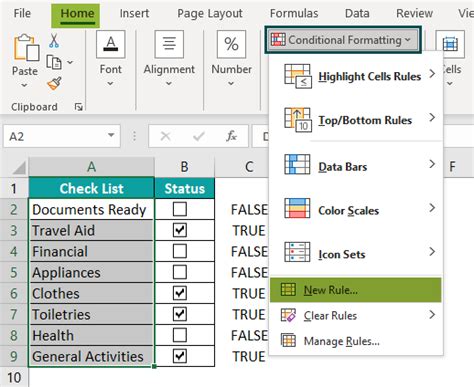 Image result for Format Control Excel Checkbox