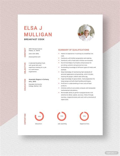 Image result for Cook Resume Sample