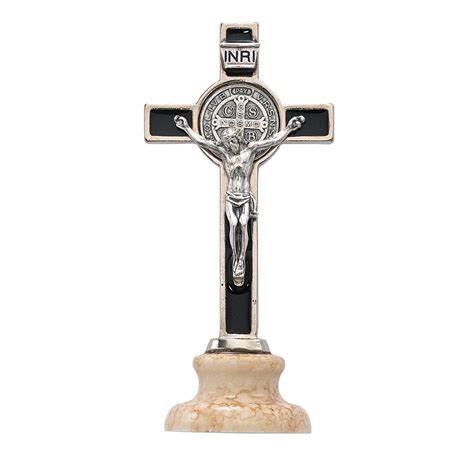 Small 3" Saint Benedict Crucifix with stand - Our Lady of Clear Creek Abbey