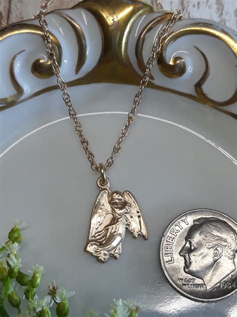 Guardian Angel Necklace Pendant 12 Karat Gold Filled 18 Inch | Etsy