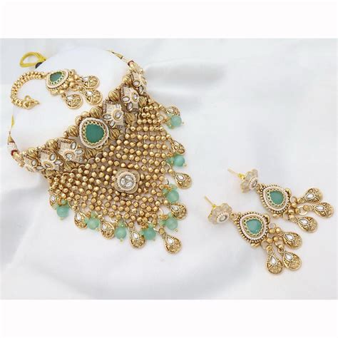 India Art Designer Pota Stone And Meenakari Choker Necklace Set ...