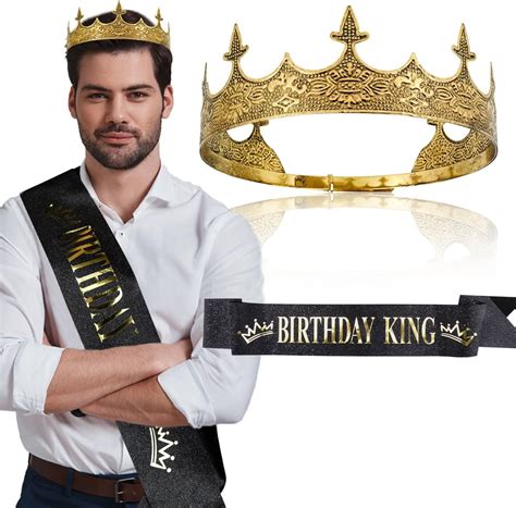Amazon.com: Birthday Decorations Set - King Crown, Sash, and Happy ...