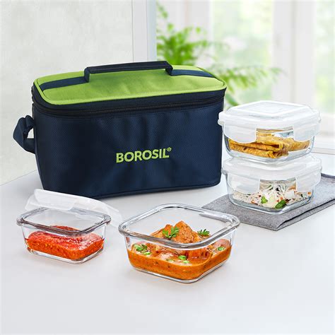 Buy Alfa Aroma Green Glass Lunch Box, Square x 4 at Best Price Online ...