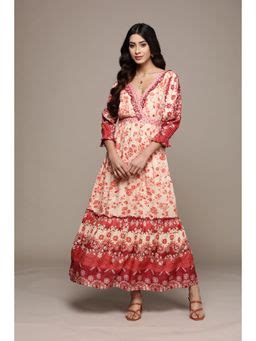 Buy Label Ritu Kumar Red Printed Maxi Dress Online