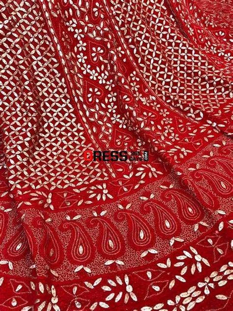 Red Gota Patti Chikankari Lehenga Skirt – Dress365days