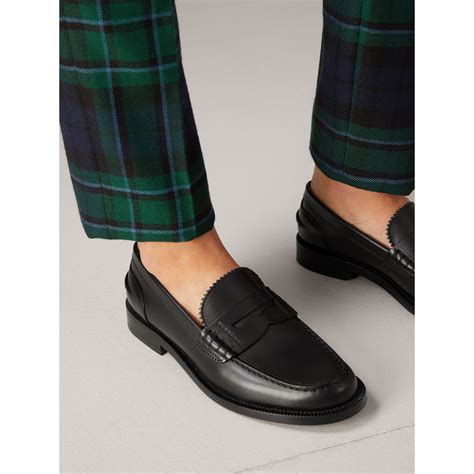 Leather Penny Loafers in Black - Women | Burberry